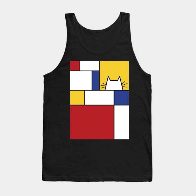 Piet Mondrian Inspired, Abstract T-Shirt for Cat Lovers Tank Top by mmoskon